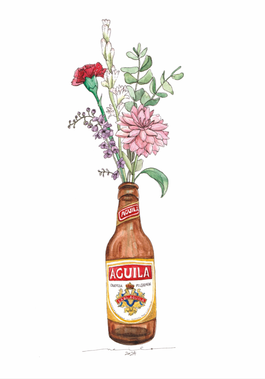 Lámina Águila y flores - Botellines & Flores