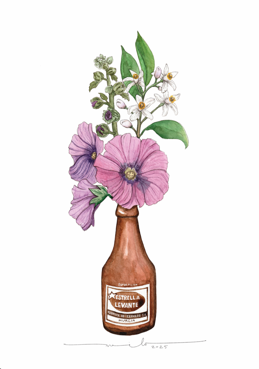 Lámina Estrella Levante y flores - Botellines & Flores