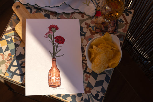 Lámina Mahou y claveles - Botellines & Flores