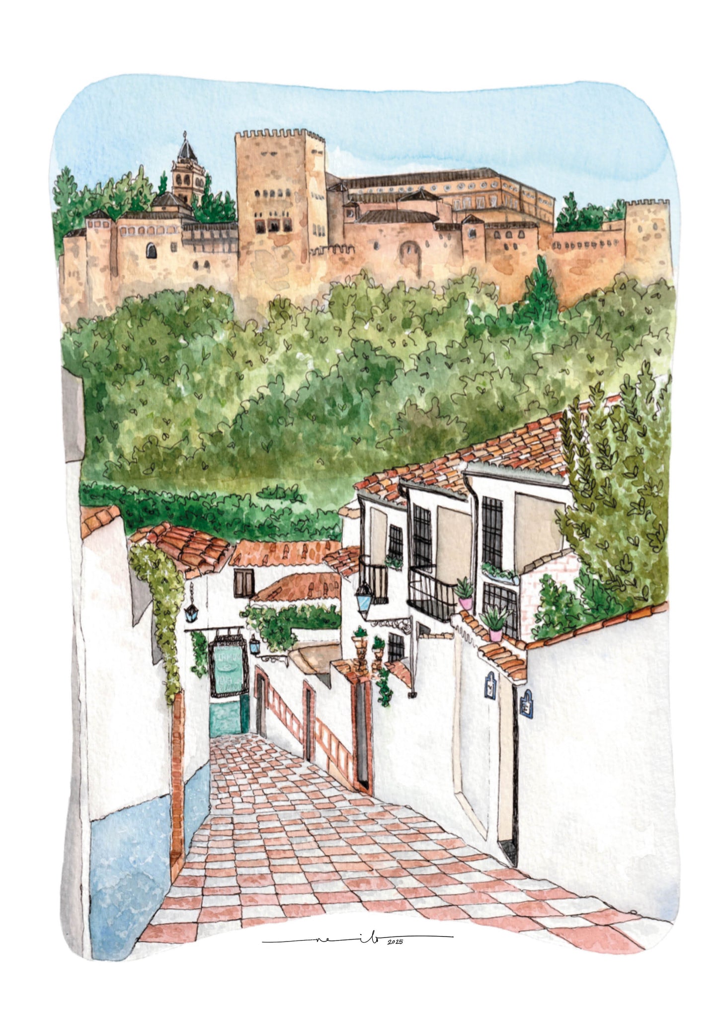 Lámina el Albaicín y la Alhambra - Granada