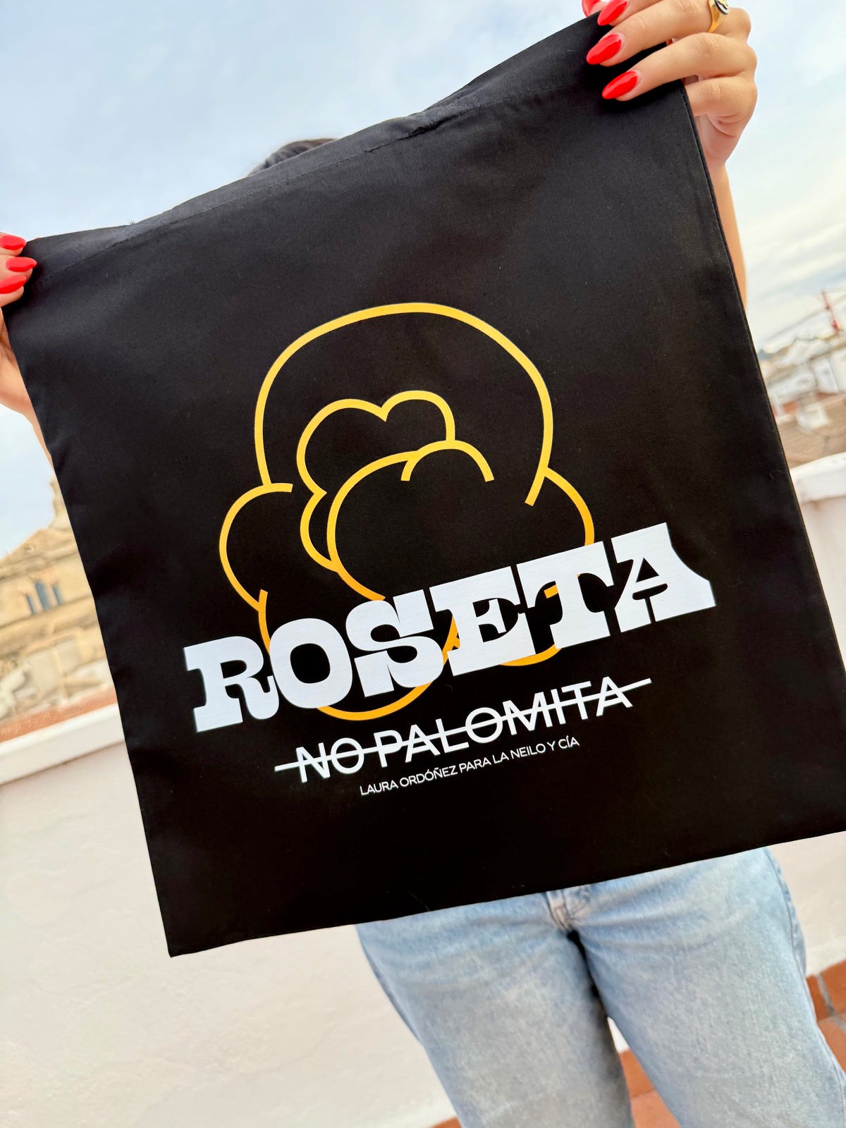 Totebag Negra Roseta
