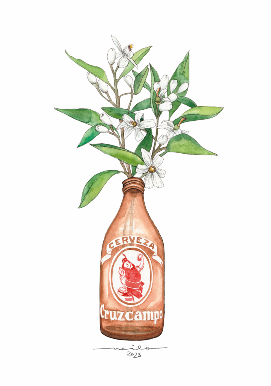 Lámina Cruzcampo y azahar - Botellines & Flores