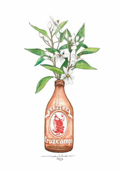 Lámina Cruzcampo y azahar - Botellines & Flores