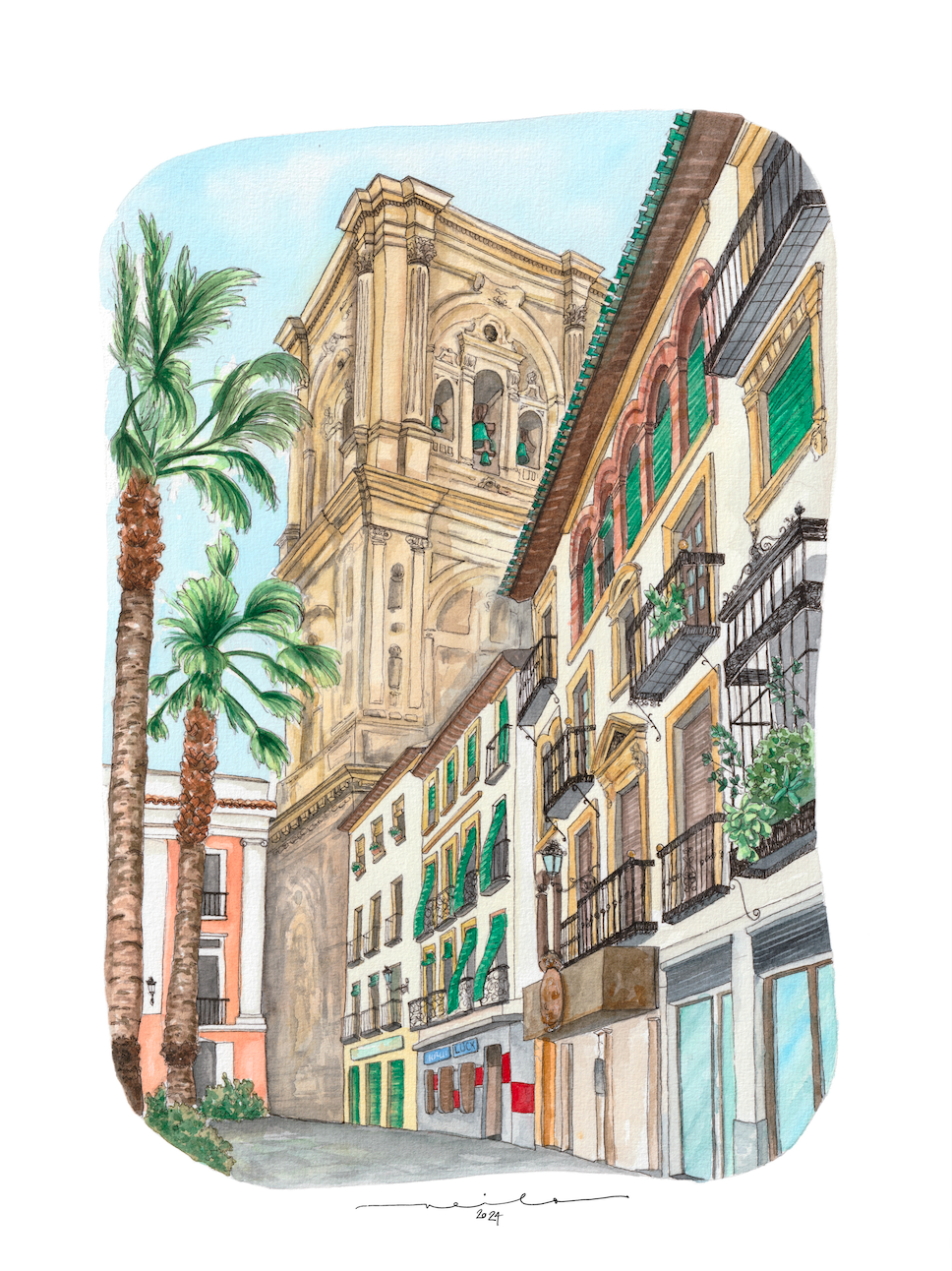 Lámina Plaza de la Romanilla - Granada