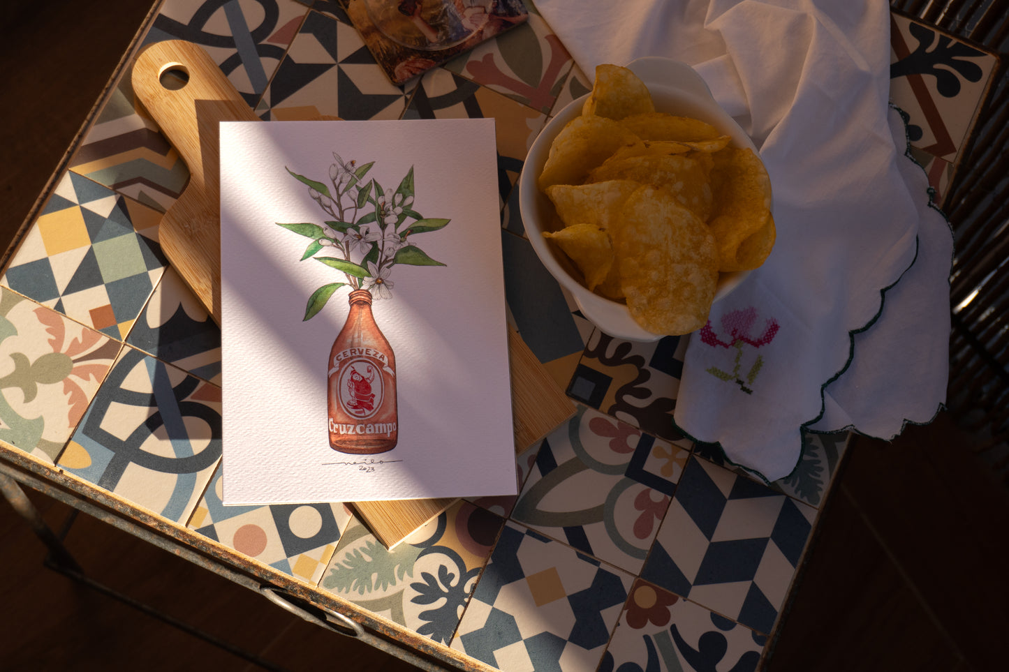 Lámina Cruzcampo y azahar - Botellines & Flores