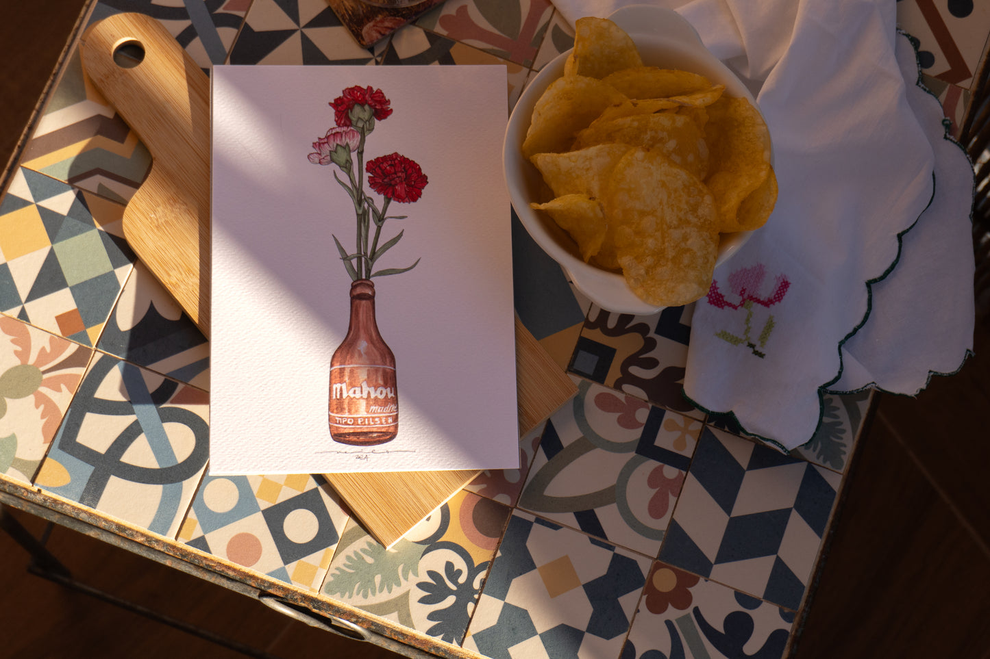 Lámina Mahou y claveles - Botellines & Flores