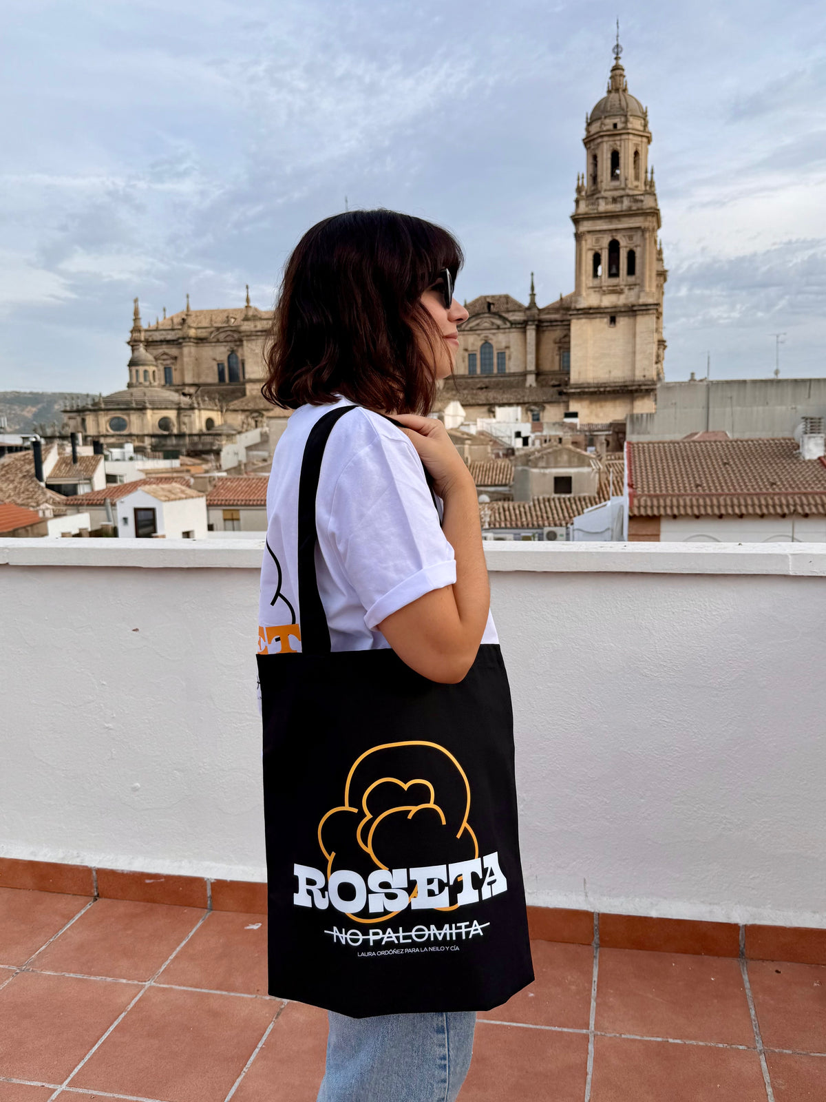 Totebag Negra Roseta