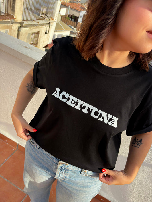 Camiseta negra - Aceituna