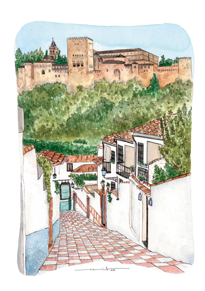 Lámina el Albaicín y la Alhambra - Granada