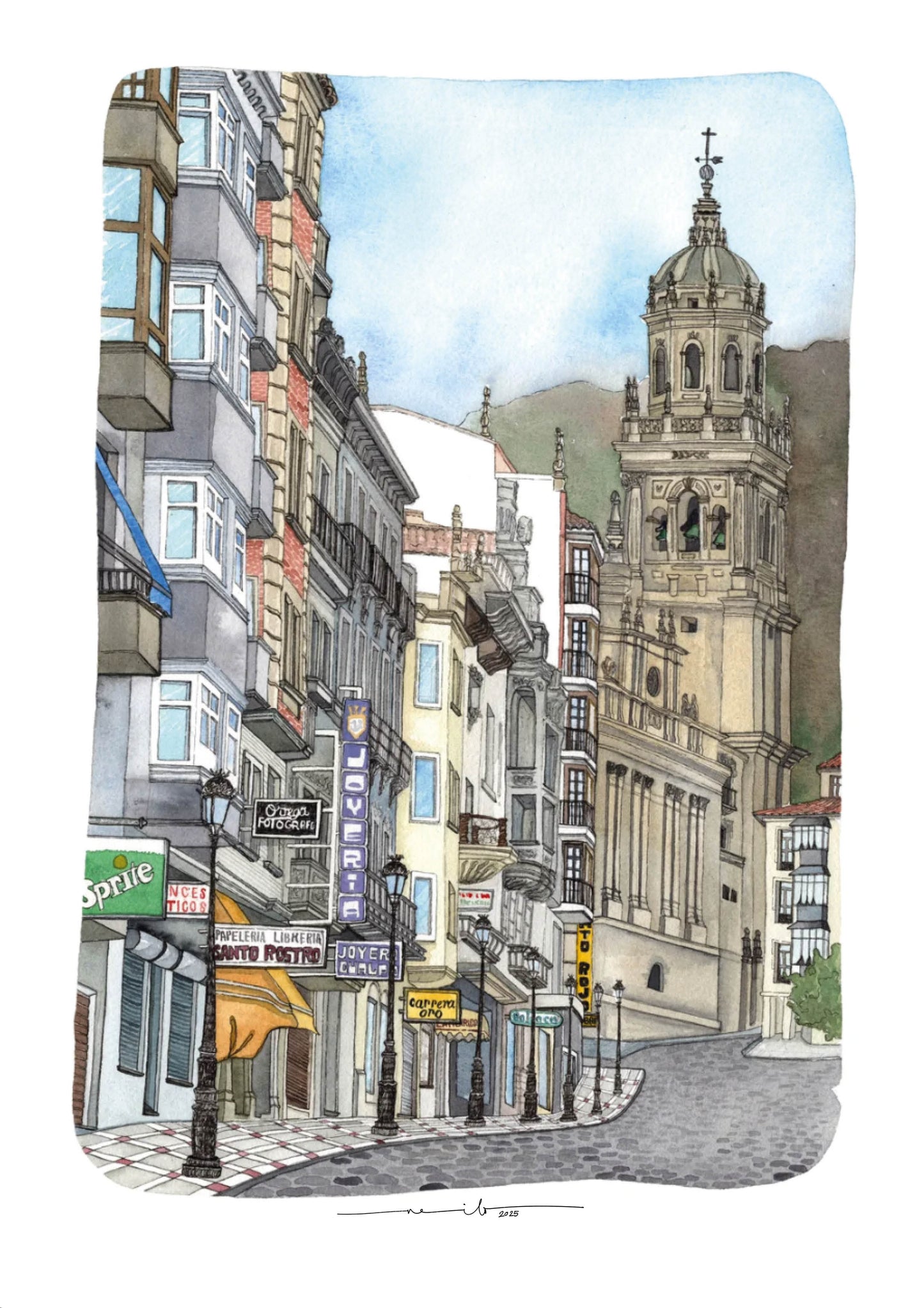 Lámina Calle Bernabé Soriano "La Carrera" años 90 - Jaén